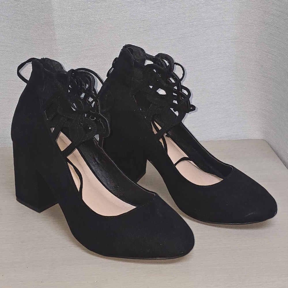 Torrid Lattice Ankle Block Heels 8.5 Black